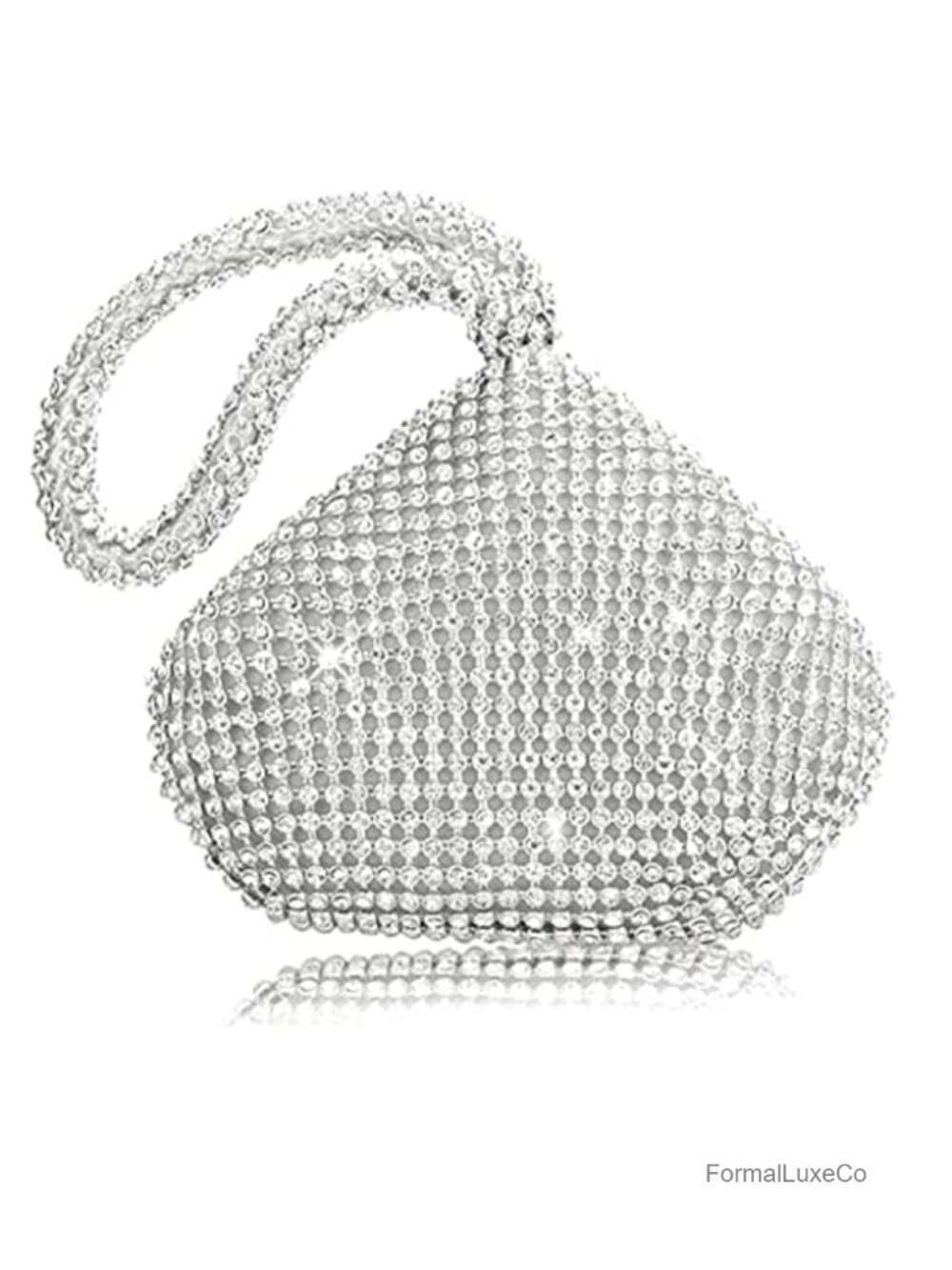 Women's Sparkly Rhinestone Triangle Chain Clutch Purse Evening Bag Party Prom